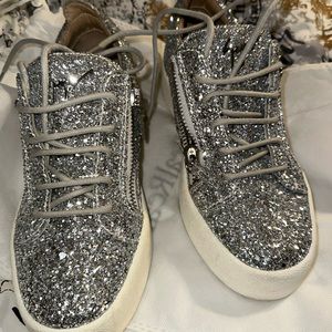 Women Giuseppe Zanotti Silver Glitter Sneakers